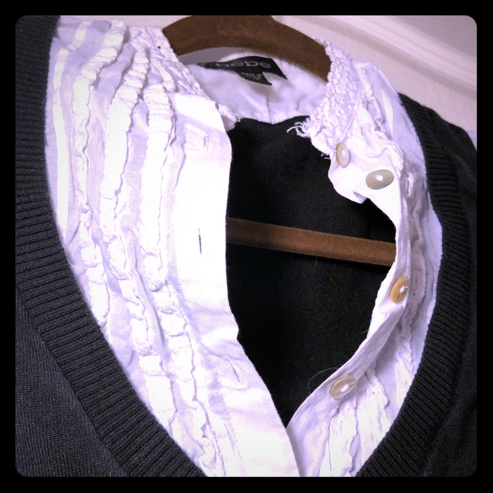 Black and White Bebe Dress Shirt